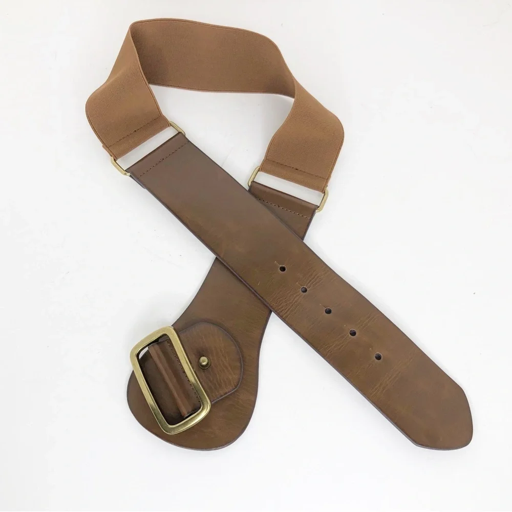 Steven by Steve Madden, brown leather stretch belt